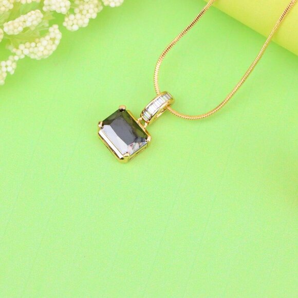 "Chic Black Emerald Cut Pendant with Gold Plated Baguette Bail, XPPT1778 - Picture 10 of 13